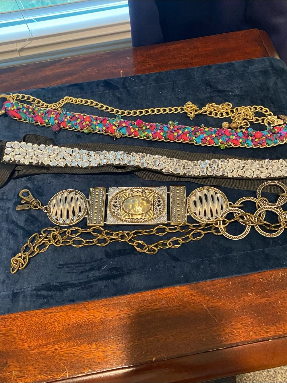2-Chicos and 1-White House black market (black with crystals)Statement Belts